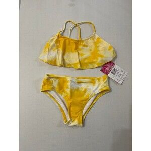 Kanu Surf Girls' Alania Flounce Bikini Size 8 Yellow New With Tag